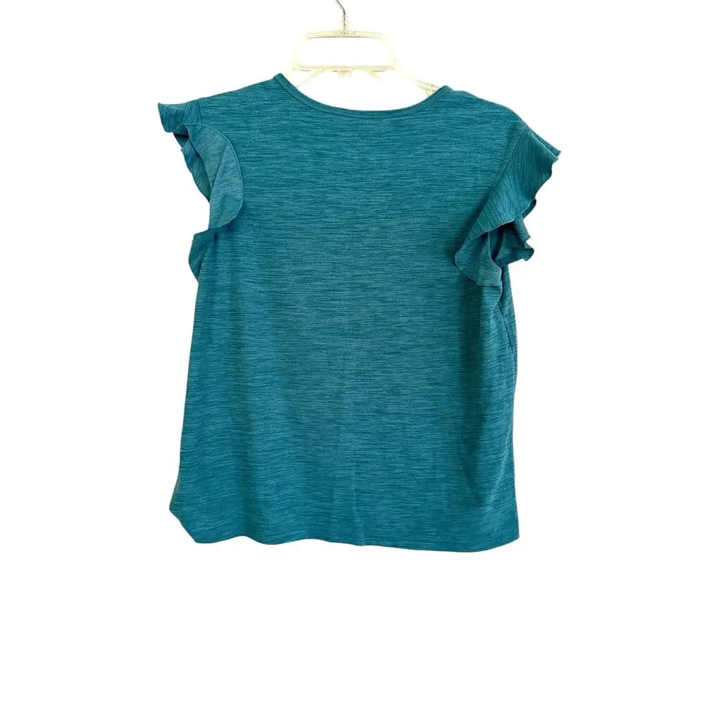 Old Navy Active shirt with ruffle sleeves teal size XL